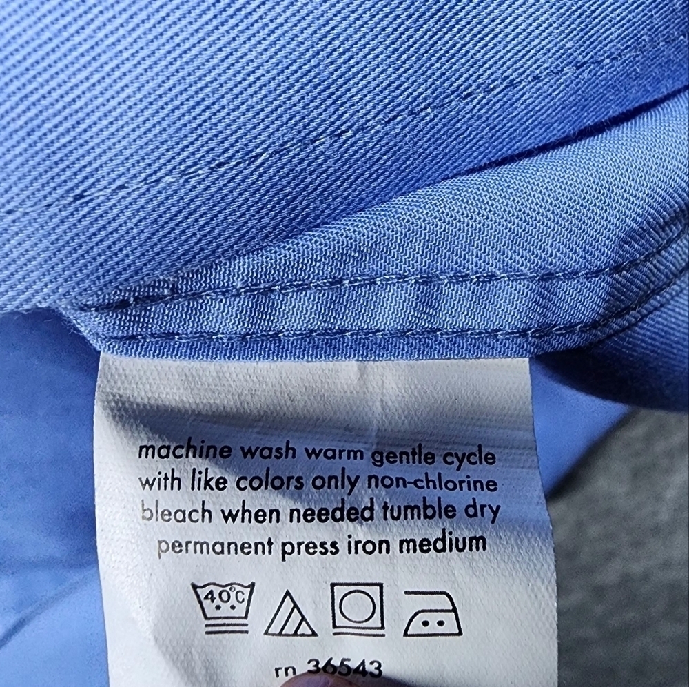 IZOD Wrinkle Free Twill Regular Fit Blue Buttondown Long Sleeve Shirt Size 16 - Picture 6 of 9